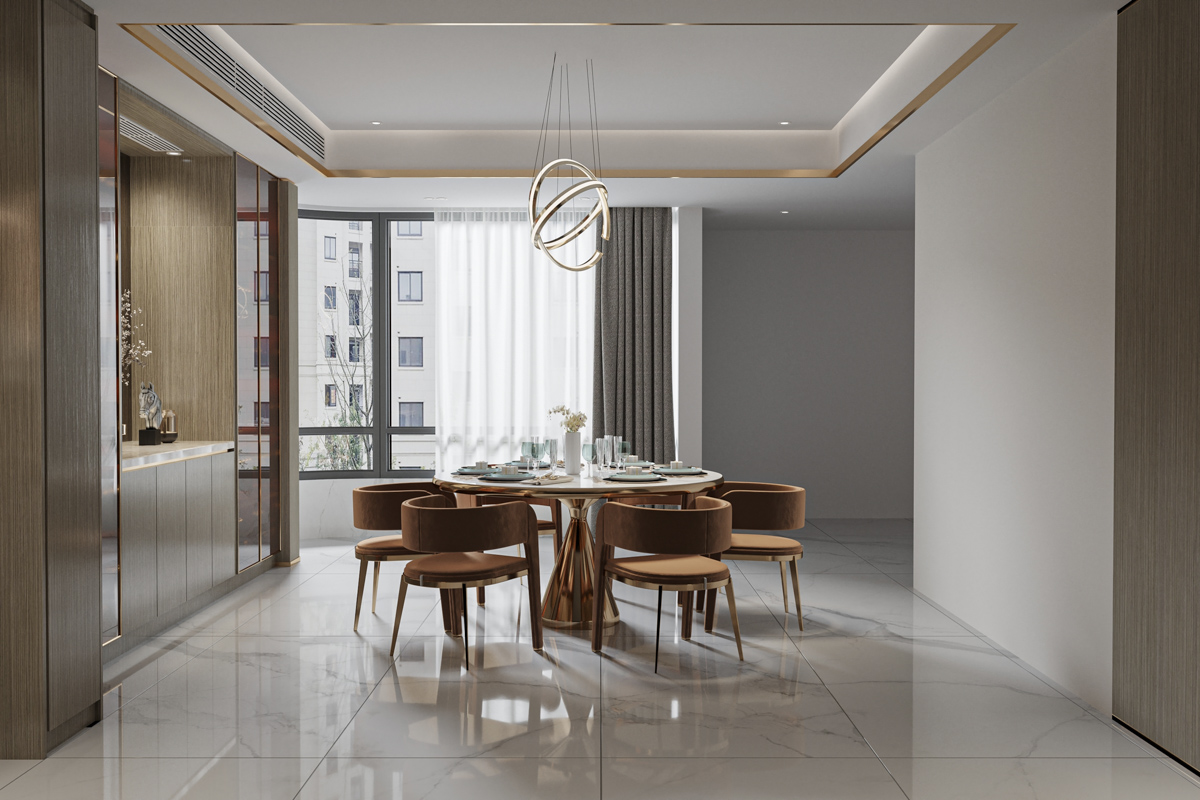 Contemporary condo dining room for HOA renovation approval